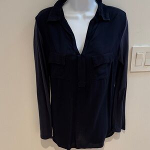 Splendid Long Sleeve Blouse in Navy Blue